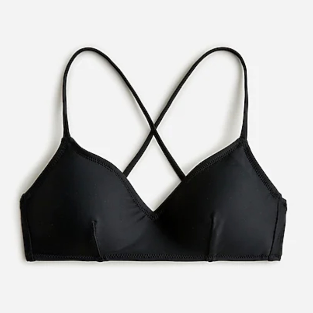 NWT J.Crew French Cross-back Bikini Top Black